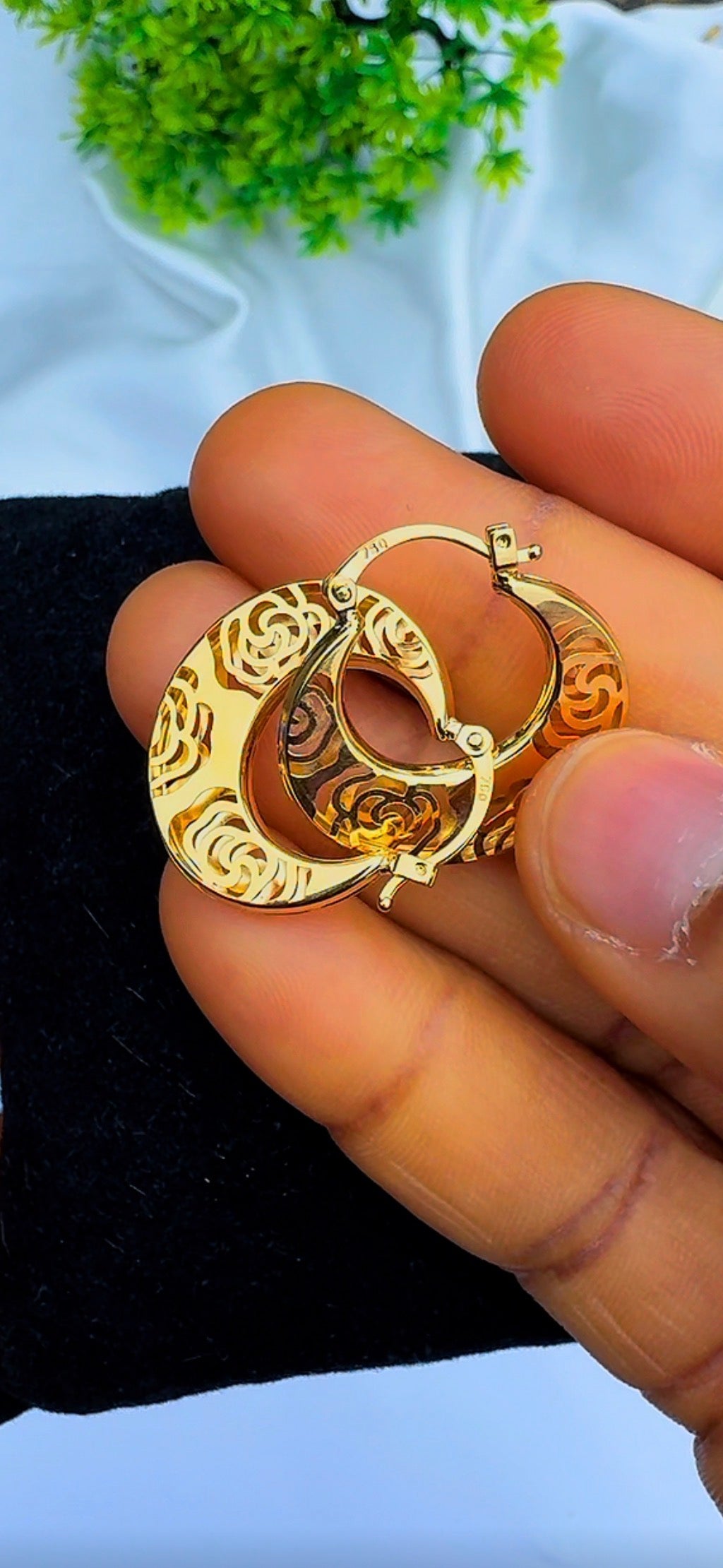Diigad 18 Karat Solid Gold Hoop Earrings | Medium Hoops 22mm