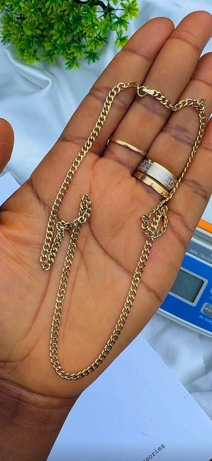 Degab 18 Karat Real Cuban Gold Chain Necklace 18 Inches