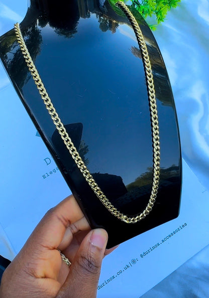 18K Solid Gold Cuban Chain Necklace Unisex | 22 Inches | 6.6g