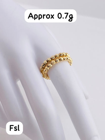 18k Solid Gold Diamond Cut Stretchable Rings | 0.8g