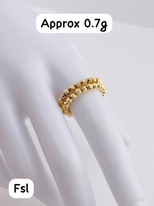 18k Solid Gold Diamond Cut Stretchable Rings | 0.8g