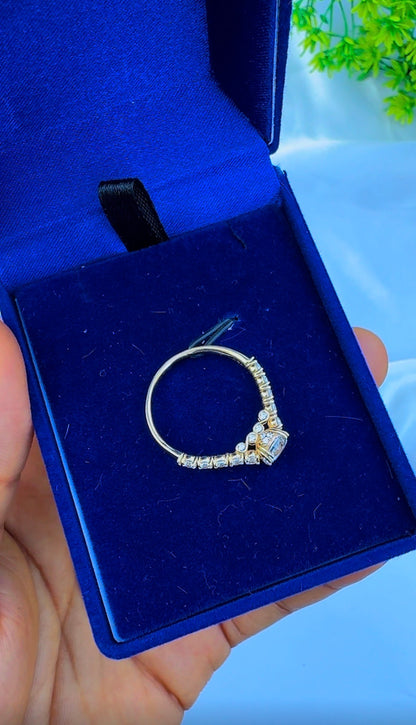 18K Solid Gold Engagement Ring For Women | Size 9 | 3.2g