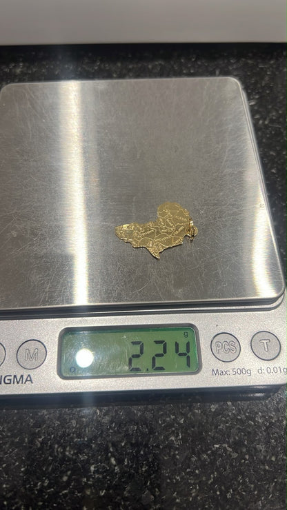 18K Solid Gold African Continent Pendant | 2.24g