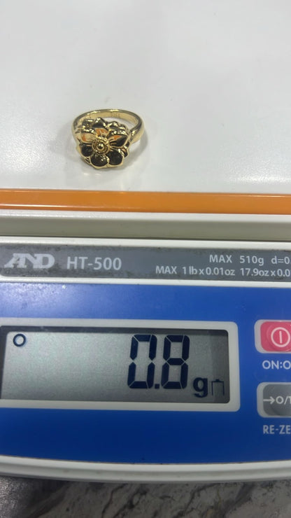 18ct Real Gold Chunky (Flower) Fashion Ring | Size 7