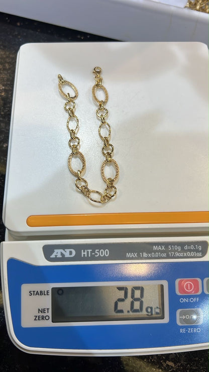 18k Chunky Bracelet | 18 Karat Solid Gold 7.5 Inches (2.8g) (Medium)