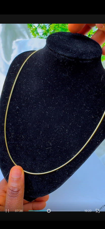 18K Solid Gold Chord Chain Necklace | 18 Inches | 2.5g (Extra)