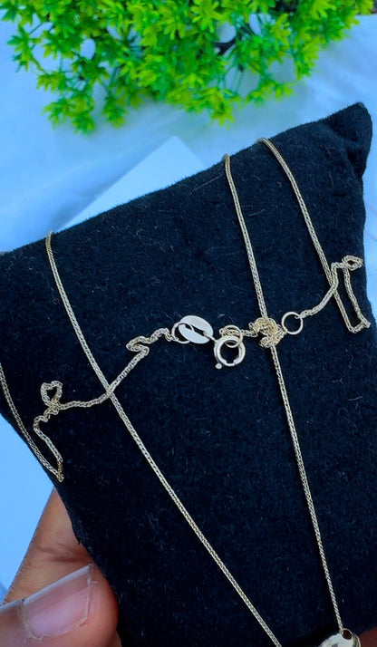 18K Solid Gold Dainty Heart Chain Necklace | Super Lightweight | 18 Inches | 1.2g