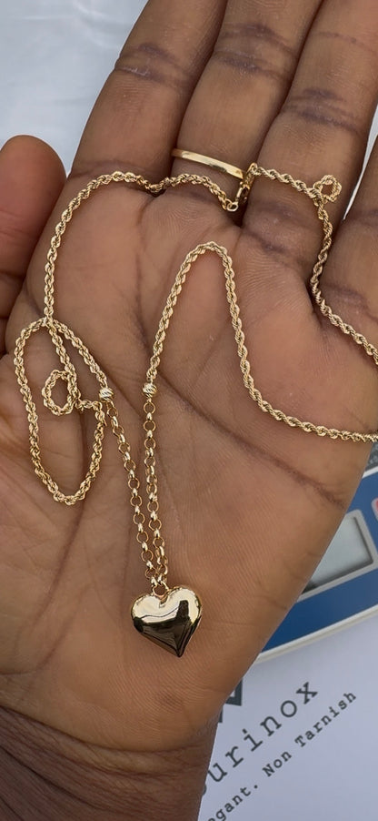 Deegab 18 Karat Pure Gold Instant Heart Chain Necklace 18 Inches