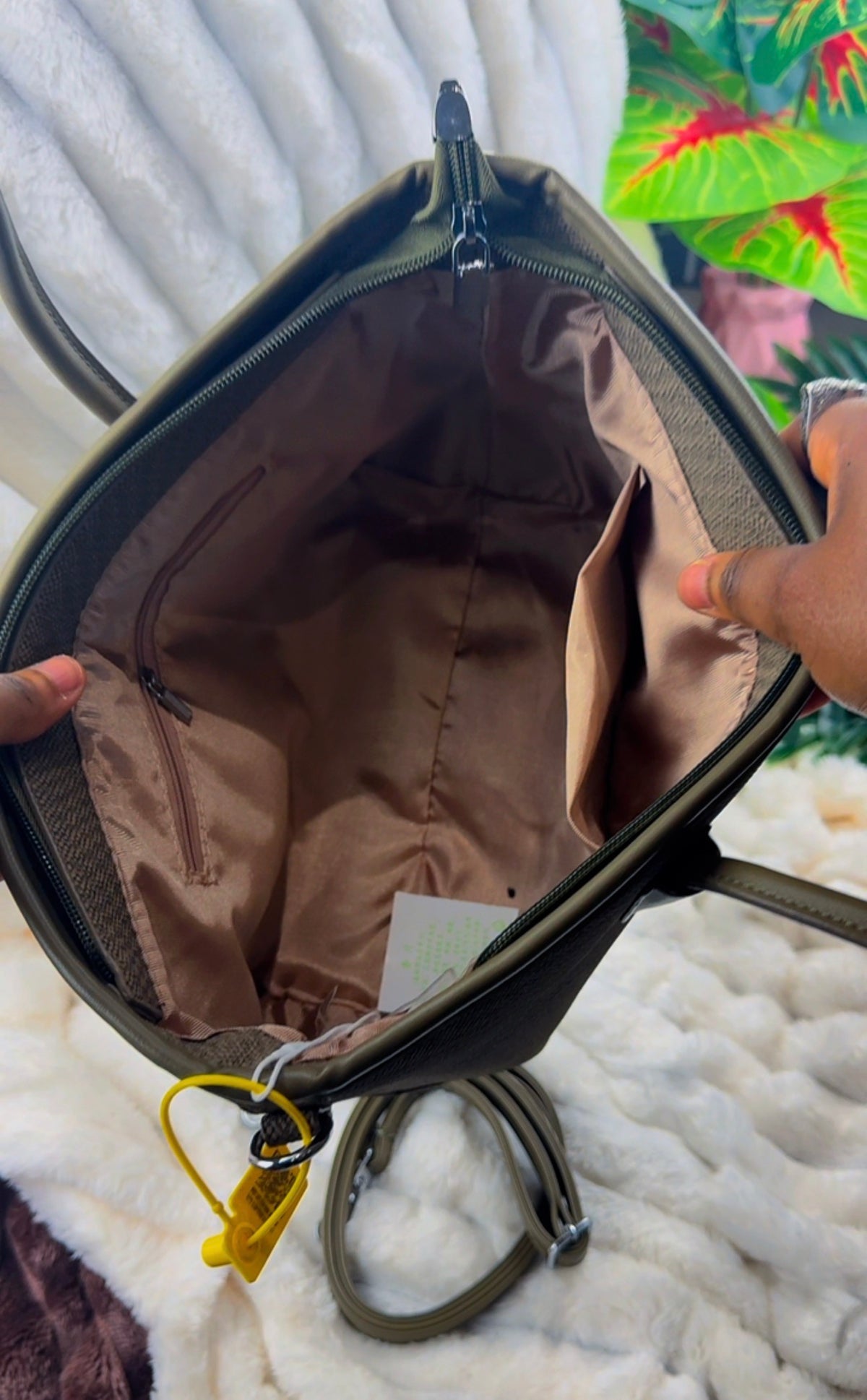 Olive Green Textured Fabric Tote Bag {Big} | LARYZ Everyday 012 | Big