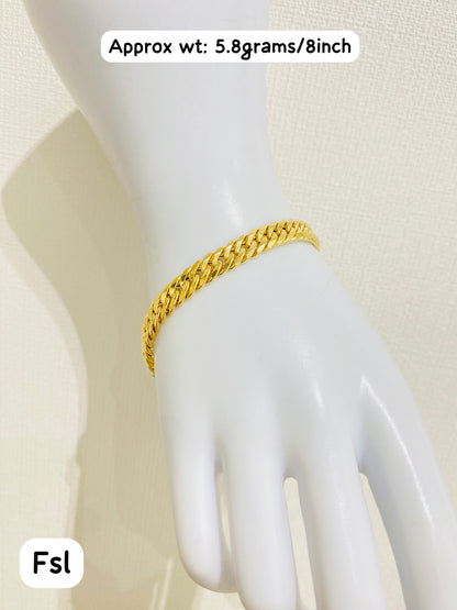 18K Solid Gold Cuban Bracelet – 8 Inches - 5.7g