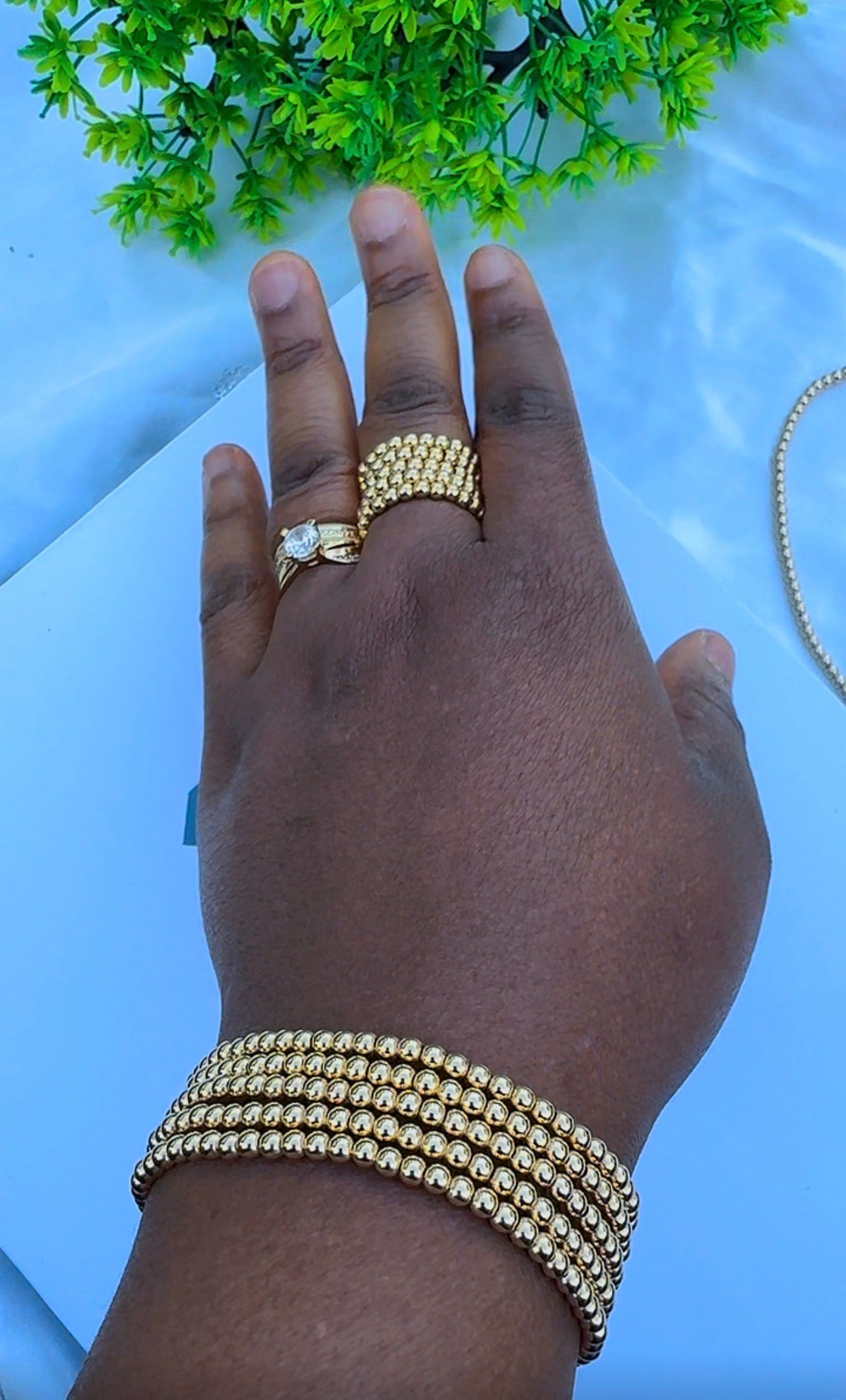 18ct Real Gold Stretchable Ball Rings | Shiny (Extra)