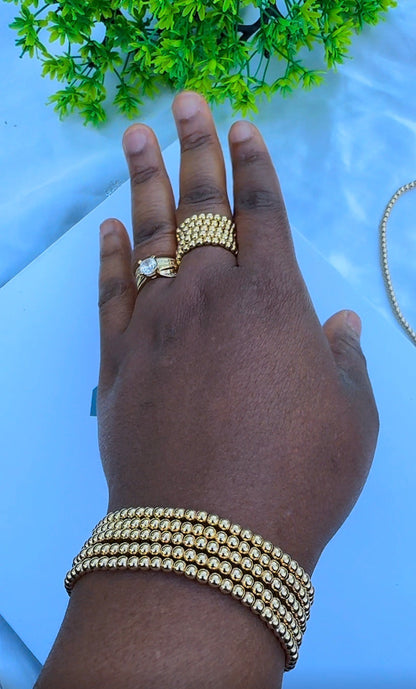 18ct Real Gold Stretchable Ball Rings | Shiny (Extra)