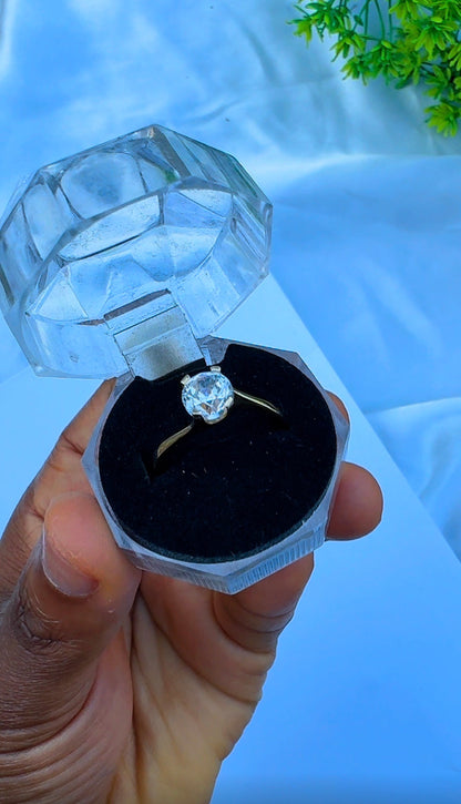 18K Solid Gold Engagement Ring For Women | Sizes 8 & 9
