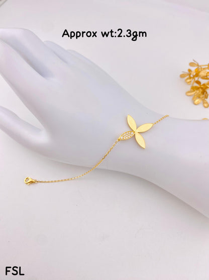 Diigaf 18K Pure Gold Inscribed Bracelets