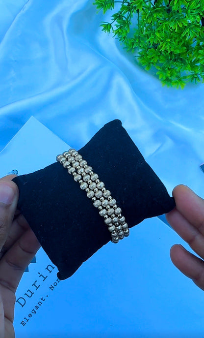 18K Solid Gold Ball Bracelets | Stretchable Bangles | 2.2g (Extra) | Small - Medium Wrist