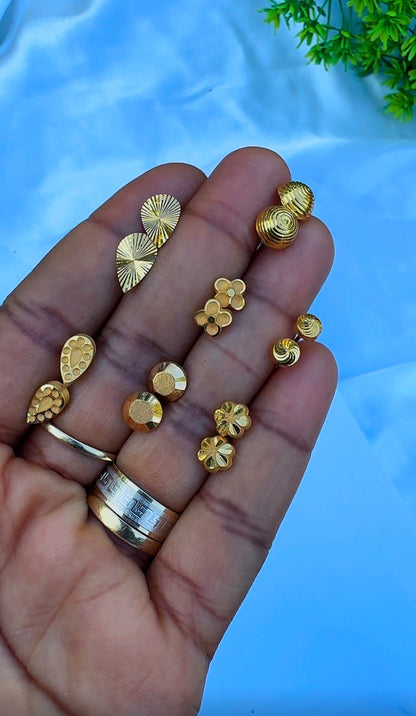 21K Solid Gold Stud Earrings Collection | High-Purity Gold⁠ | Lightweight 0.9g - 1.1g