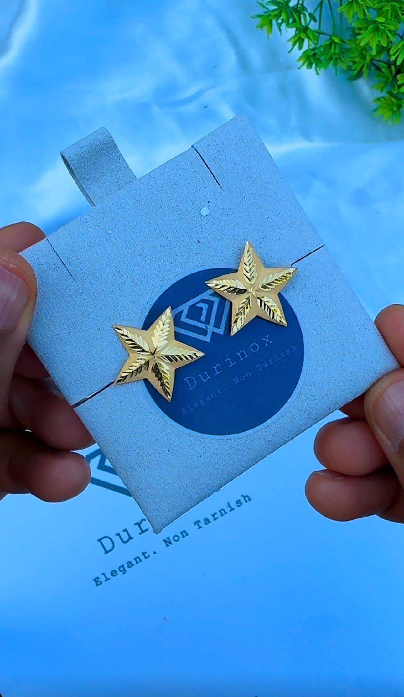 21K Solid Gold Star Half Moon & Dangle Stud Earrings | 1.4g - 2.8g