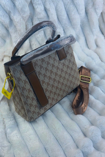 Printed Canvas Monogram Satchel Bag with Brown Leather Handles {Medium} | LARYZ Everyday 011 | Medium
