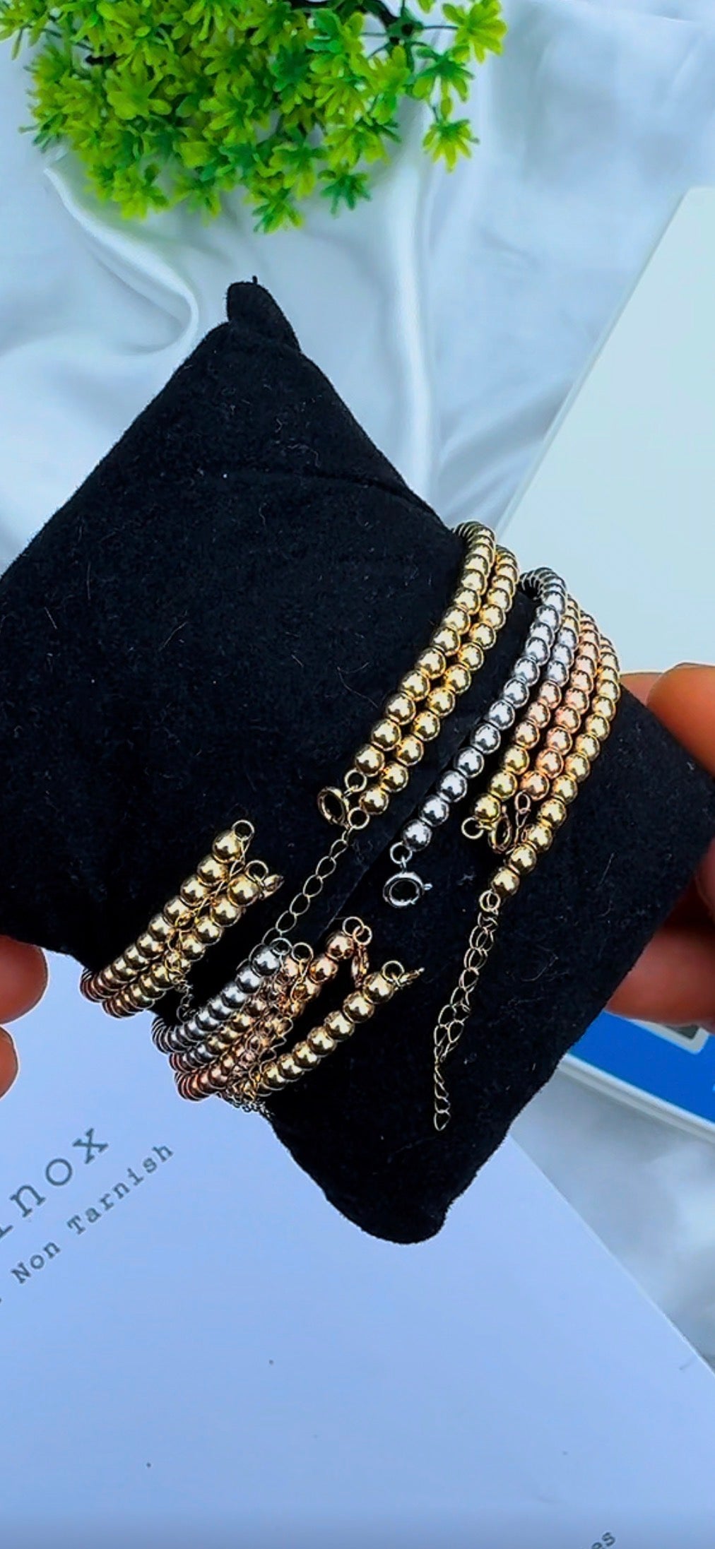 Defax 18K Real Gold Ball Bangles