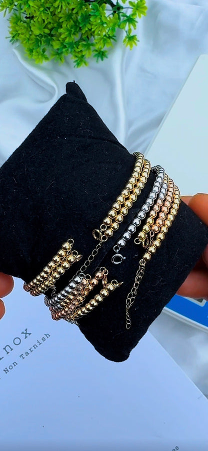 Defax 18K Real Gold Ball Bangles