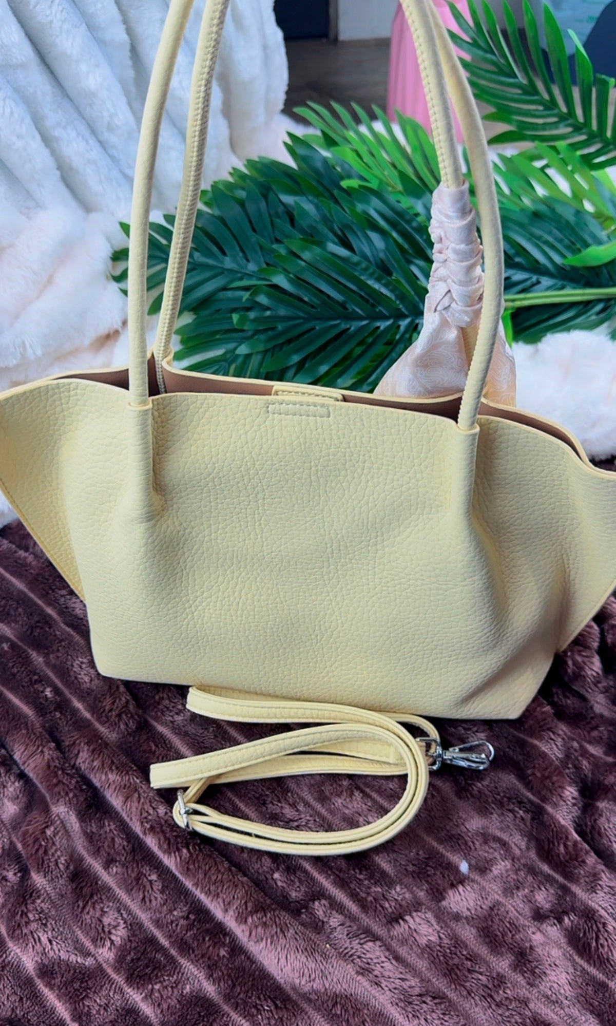 Women’s Off-White Pebbled Leather Dual-Handle 3-in-1 Big Tote Bag | LARYZ Everyday 047 | Big