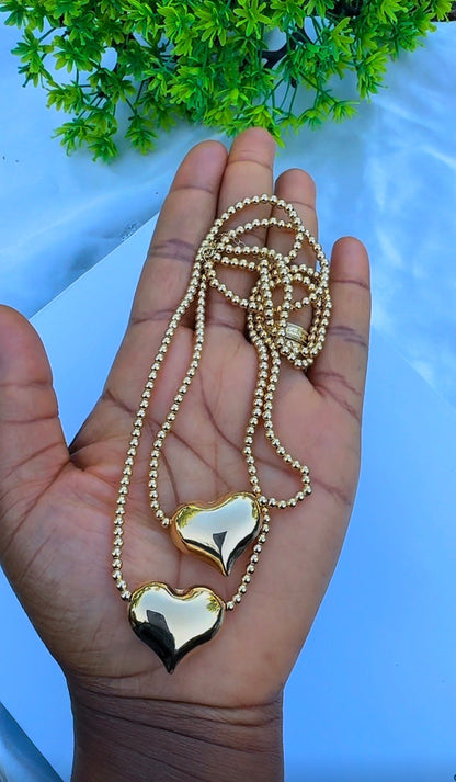 18 Karat Solid Gold Instant Ball Heart Chain Necklace 18 Inches | 4.43g