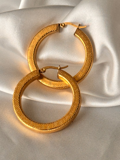 Dera Chunky Hoop Italian Gold Plated Earrings Non Tarnish Hypoallergenic