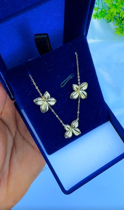 18ct Yellow Gold Floral Station Necklace (5.2g) | 17” + 1” (18 Inches)