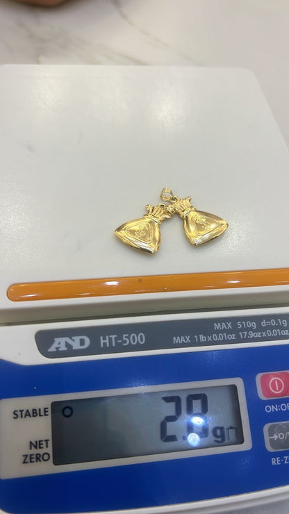18ct Real Gold MoneyBag Pendant | 1.4g