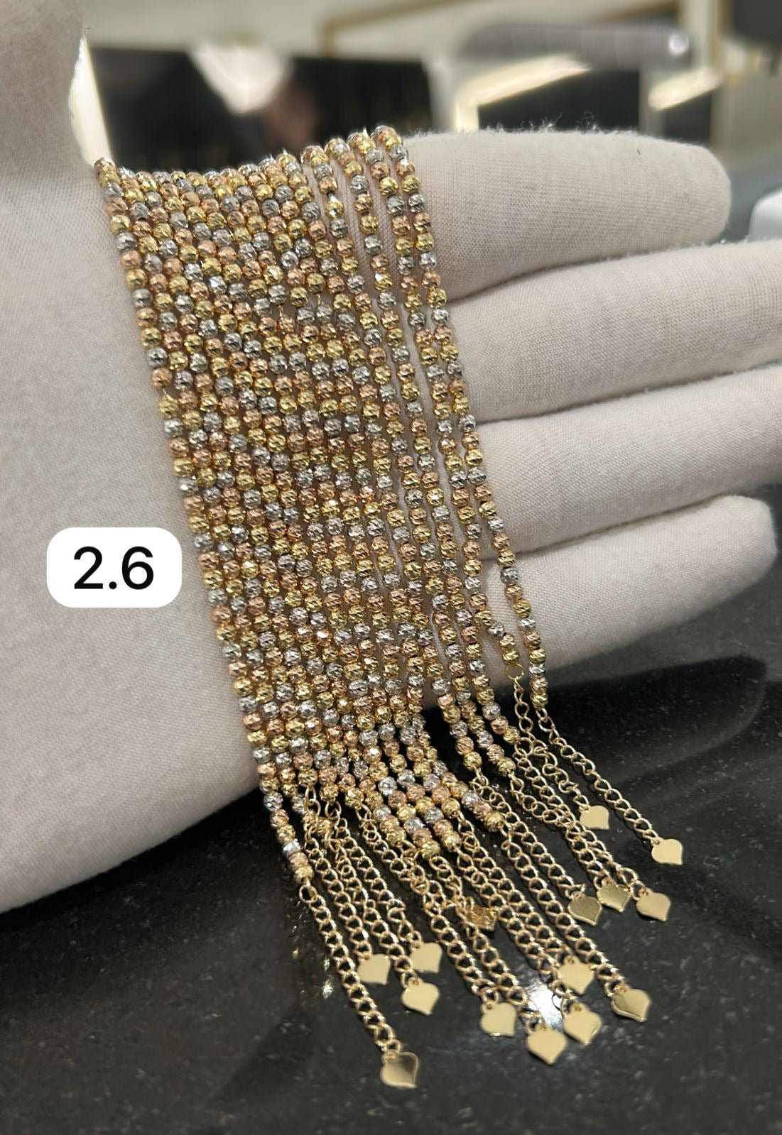 18K Solid Gold Diamond Cut Bracelets | 7.5 Inches
