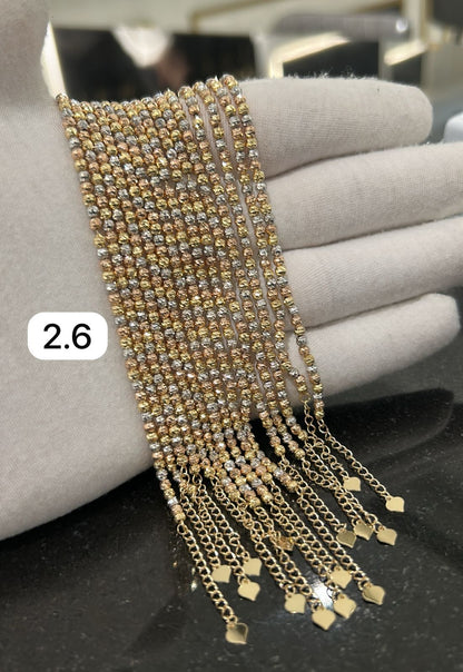 18K Solid Gold Diamond Cut Bracelets | 7.5 Inches