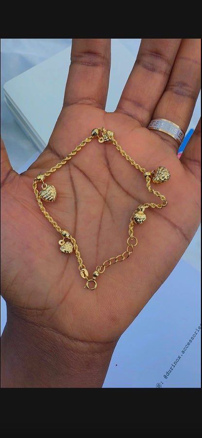 Defax 18K Pure Gold Charm Bracelets 7.5 Inches