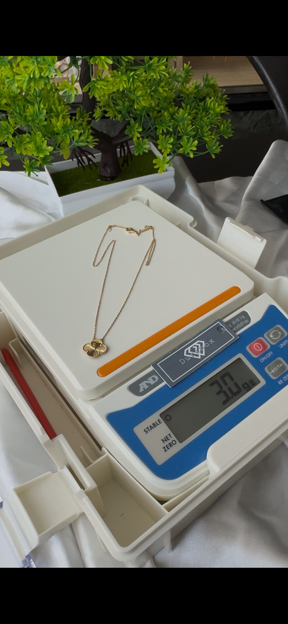 Degacc 18 Karat Solid Italian Gold Instant Chain Clover Necklace