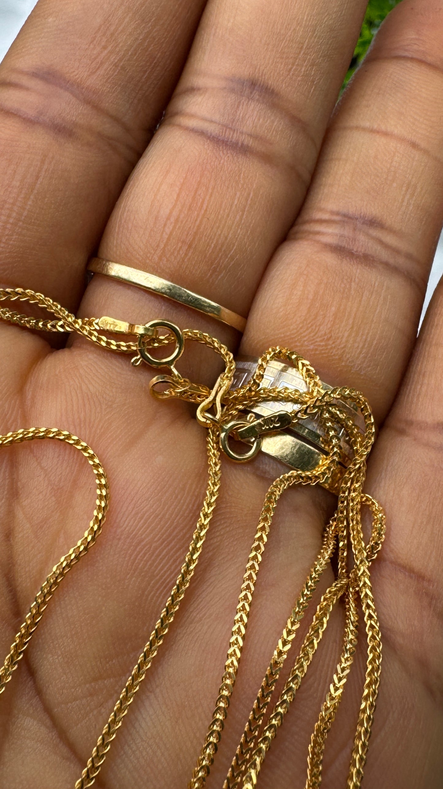 21 Karat Solid Gold Franco Chain Necklace | (18” - 3.6g) | (20” - 4.0g)