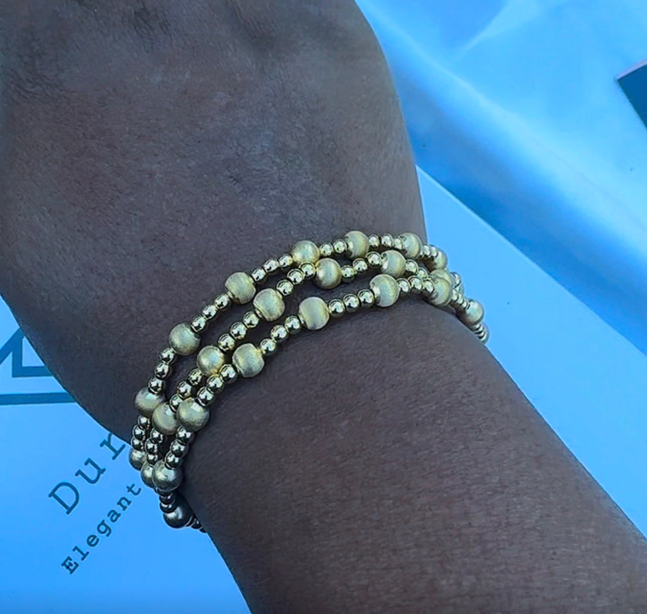 18ct Solid Gold Ball Bracelet | Stretchable Bangle | 2.5g (Extra)