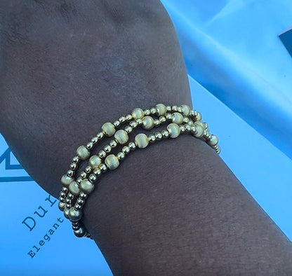 18ct Solid Gold Ball Bracelet | Stretchable Bangle | 2.5g (Extra)