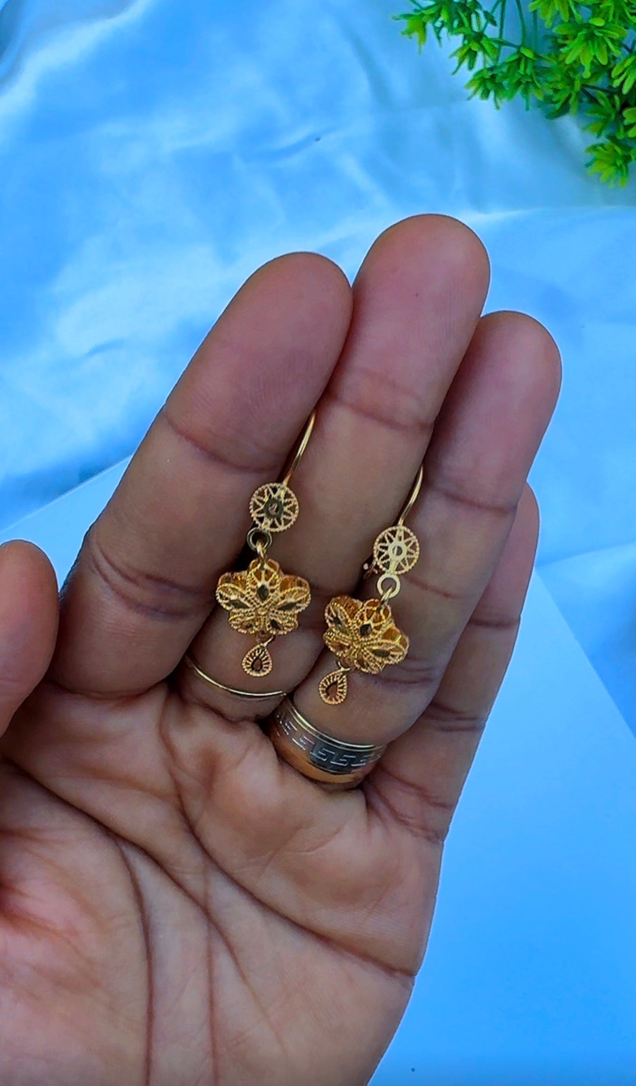 21K Solid Gold EarCuff Drop Earrings | 3.2g