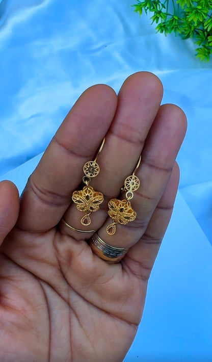 21K Solid Gold EarCuff Drop Earrings | 3.2g