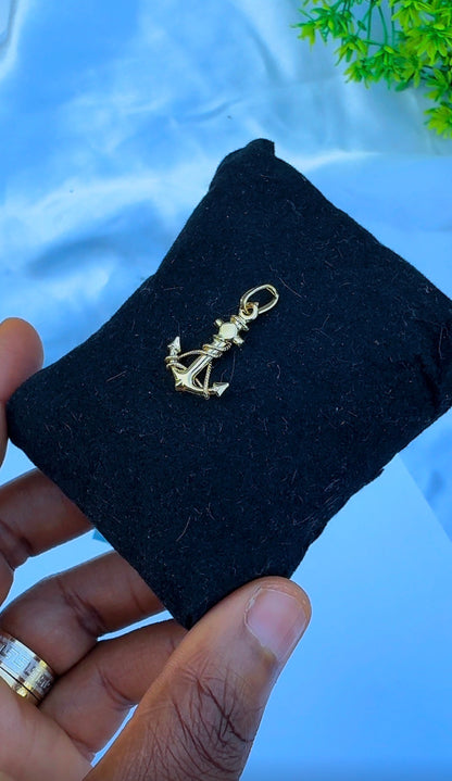 18K Solid Gold Anchor Pendant | 1.1g & 1.4g