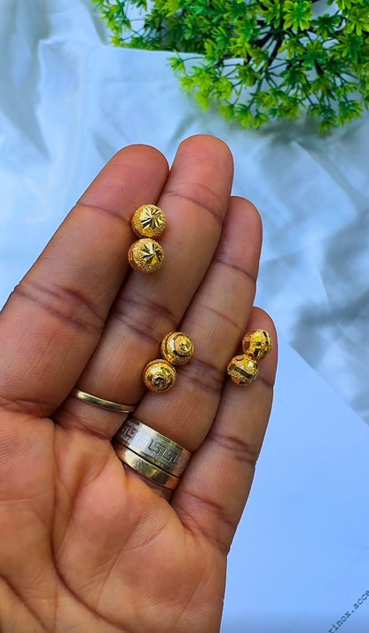 21 Karat Solid Gold Ball Stud Earrings | 1.8g & 2.0g | 3 Different Designs
