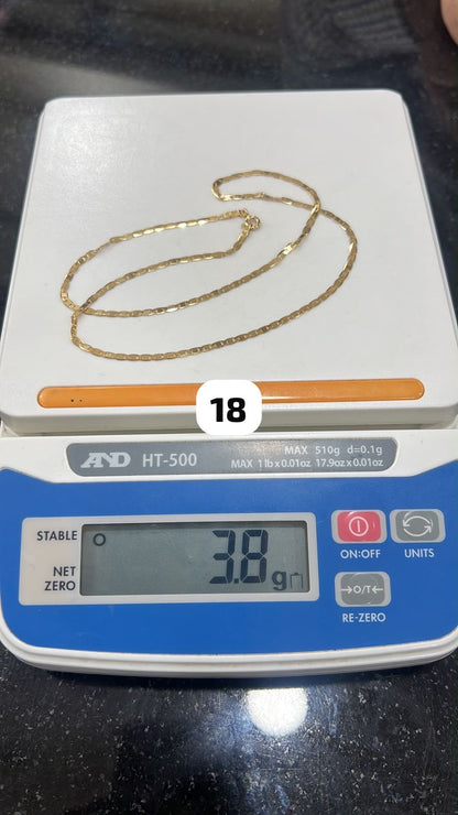 18K Solid Gold Blade Chain | 18”-3.8g | 20”-4.2g