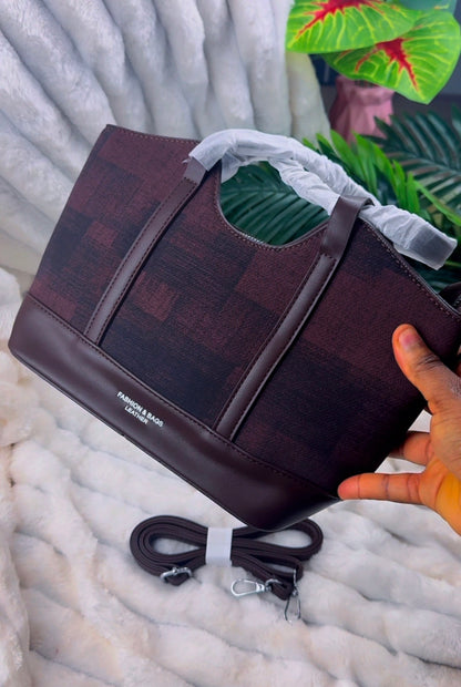 Brown Fabric Patch Handbag | LARYZ Everyday - 030 | Medium