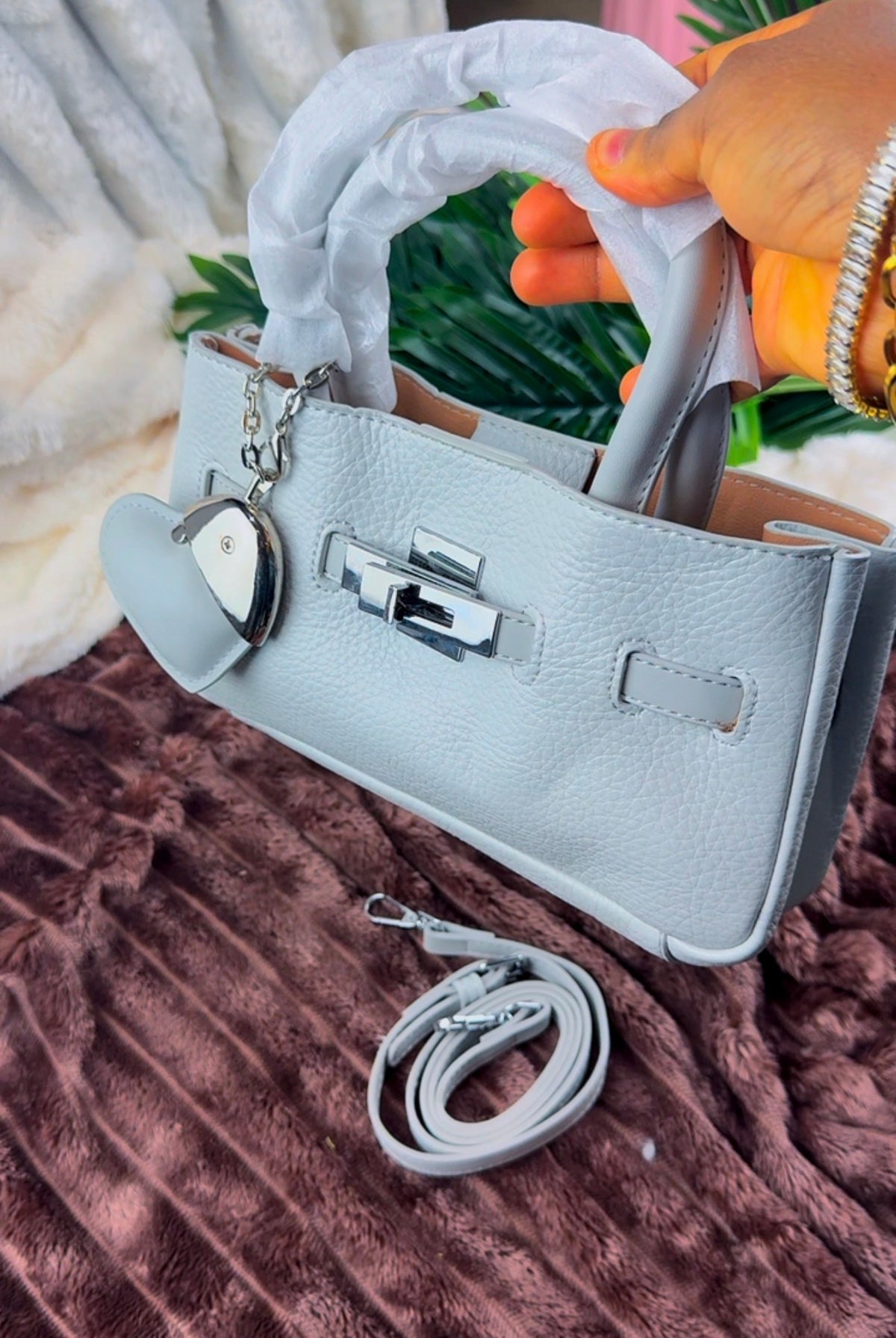 Women’s Light Grey Mini Kelly-Style Top-Handle Bag | LARYZ Everyday 045 | Small-Medium