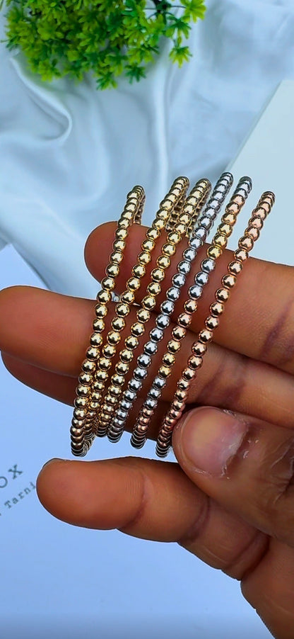 Defax 18K Real Gold Ball Bangles