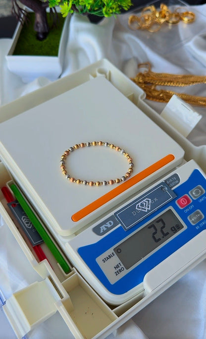 18K Solid Gold Ball Bracelets | Stretchable Bangles | 2.2g (Extra) | Small - Medium Wrist