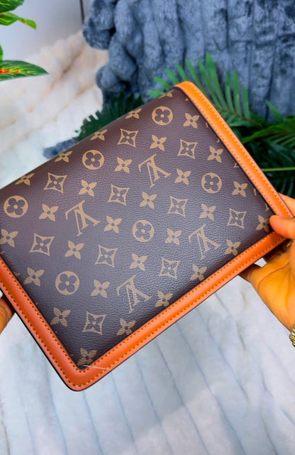 Monogram Canvas Crossbody Bag with Leather Strap - LASi015