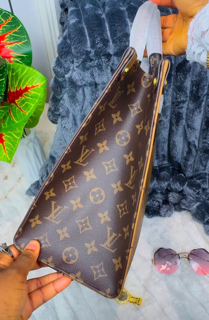 Monogram Big Structured Genuine Leather Tote Bag | LASi016