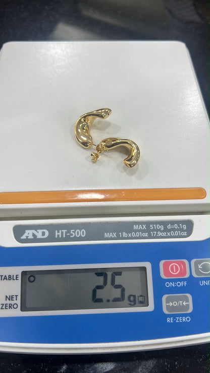 18ct Real Gold Bold & Shiny Stud Earrings | 2.5g