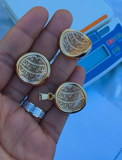 Deguc 18ct Solid Italian Gold (Extra) Earrings and Pendant Jewellery Set