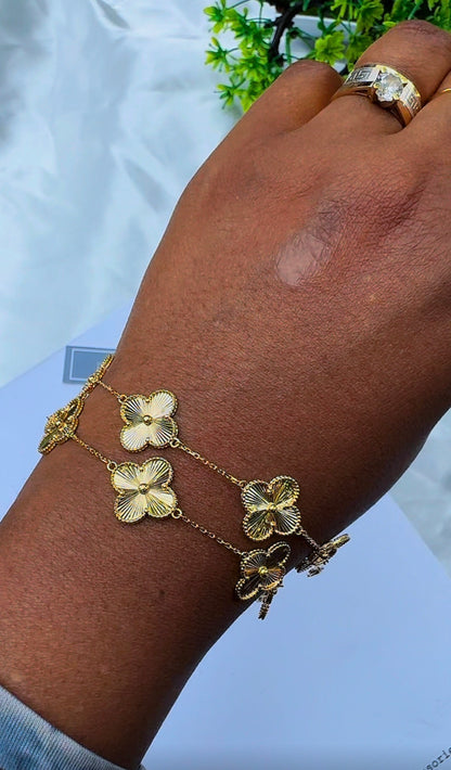 18K Solid Gold Clover Bracelet for Women | 14mm | 5.7g | 7.5 Inches